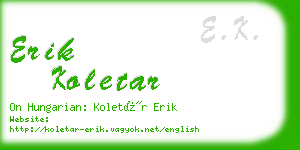 erik koletar business card